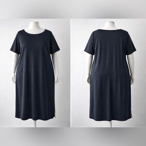 Marina Rinaldi Relax Black Knit T-Shirt Midi Dress US 24